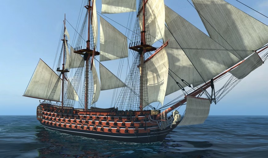 Santísima Trinidad-style three-decker ship of the line at sea